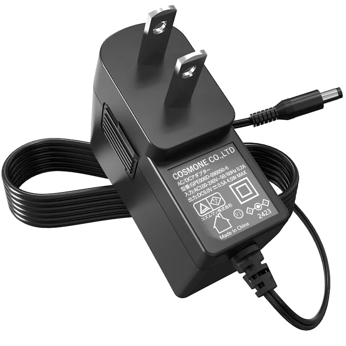 KOZUMUWAN ACアダプター 9V (センターマイナス) 0.5A 4.5W 電源アダプター 大手メーカーOEM社製品 汎用 センターマイナス スイッチング式 出力プラグ外径5.5mm(内径2.1mm) 電気安全法PSE適合品 (0.5A)