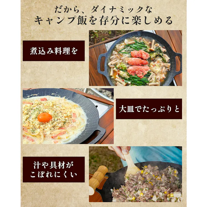 FUTURE FOX マルチグリドル 鉄板 深さ4cm 深型 直径32cm 蓋付き 4点セット (本体+蓋+ハンドル+収納ケース)