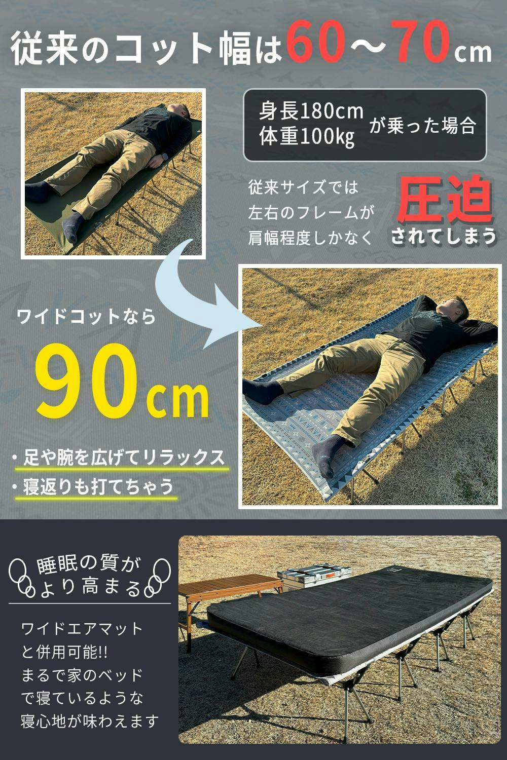 FUTUREFOX ワイドコット 4本脚 耐荷重180kg コット 折りたたみ
