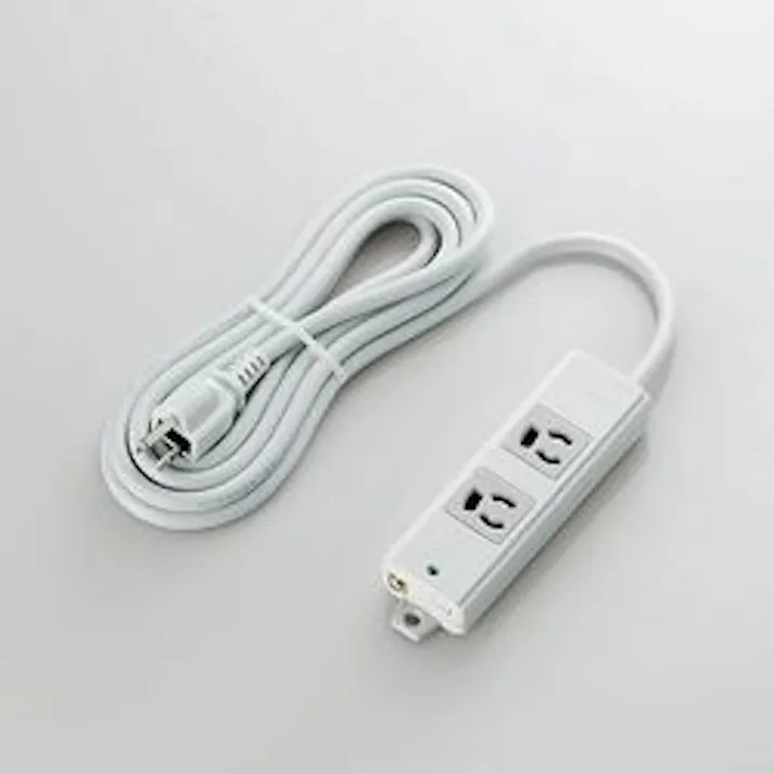 延長コード 電源タップ 3m 3ピン 2個口 マグネット付 熱に強い二重構造ケー