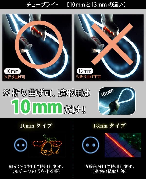 KOZUMUWAN チューブライト LED ロープライト 2芯 300球 10m 直径