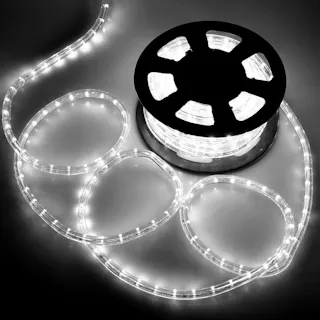 KOZUMUWAN チューブライト LED ロープライト 2芯 300球 10m 直径10mm 連結可能 イルミネーション 防水電源付き 防雨 屋内 屋外 1m単位切断可能 折り曲げ 造形用 公園 駅前 ベランダ 階段 (ホワイト)