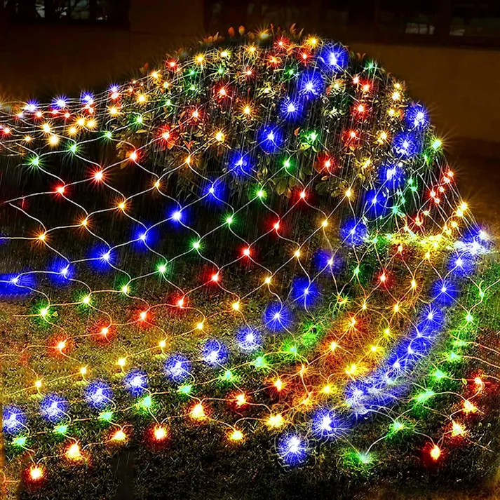 KOZUMUWAN【日本現地法人】 LEDネットライト 360球 2M3M イルミネーションライト クリスマスライト ネットライト 定番 防雨 連結可 コントローラ付 メモリ記憶 8点灯パターン 防雨型屋外使用可能 保証付 (4色ミックス)