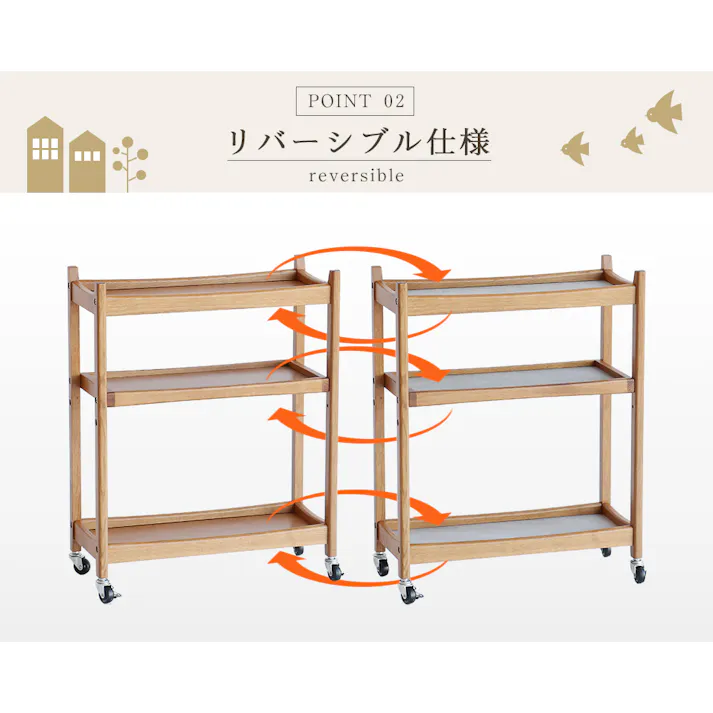 60’s北欧ヴィンテージテイストのマルチワゴン3段 Herit. Multi Wagon 3段