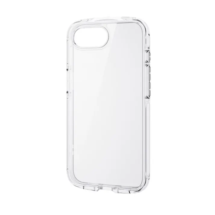 iPhone 16e ケース ハイブリッド 衝撃吸収 メタルステッカー付 クリア