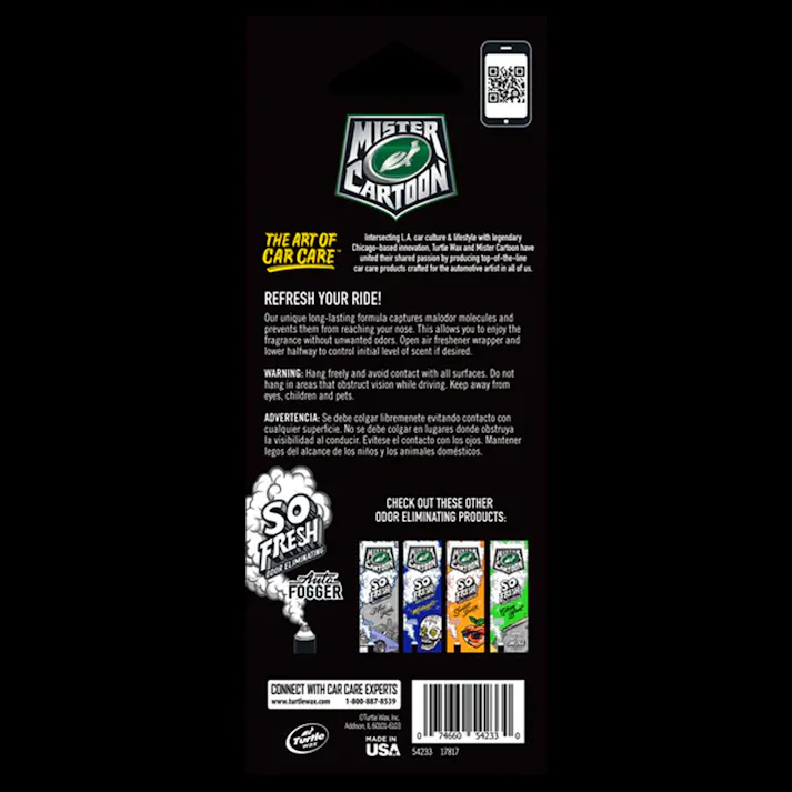 タートルワックス(Turtle Wax) Mister Cartoon ペーパーエアフレッシュナー ”Midnight” 3コ入り TW-54233 芳香剤 車内 室内