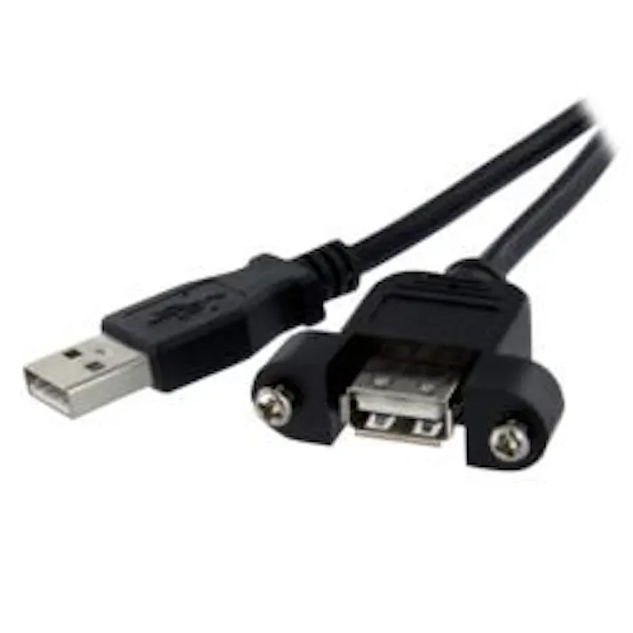 USBケーブル/パネルマウント型/A-A/30cm/USB 2.0/メス・オス