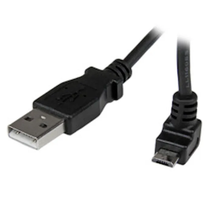 USB 2.0 - マイクロUSBケーブル/1m/L型上向きMicro-B/オス-オス