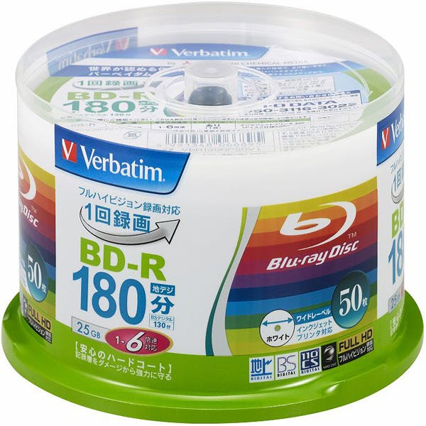 BD-R (Video) 1回録画用 130分 1-6倍速 50枚スピンドルケース50P インクジ 目安在庫=△ CD・DVD・ブルーレイディスク BD-R (Video) 1回録画用 130分 1-6倍速 50枚スピンドルケース50P インクジ 目安在庫=△ CD・DVD・ブルーレイディスク