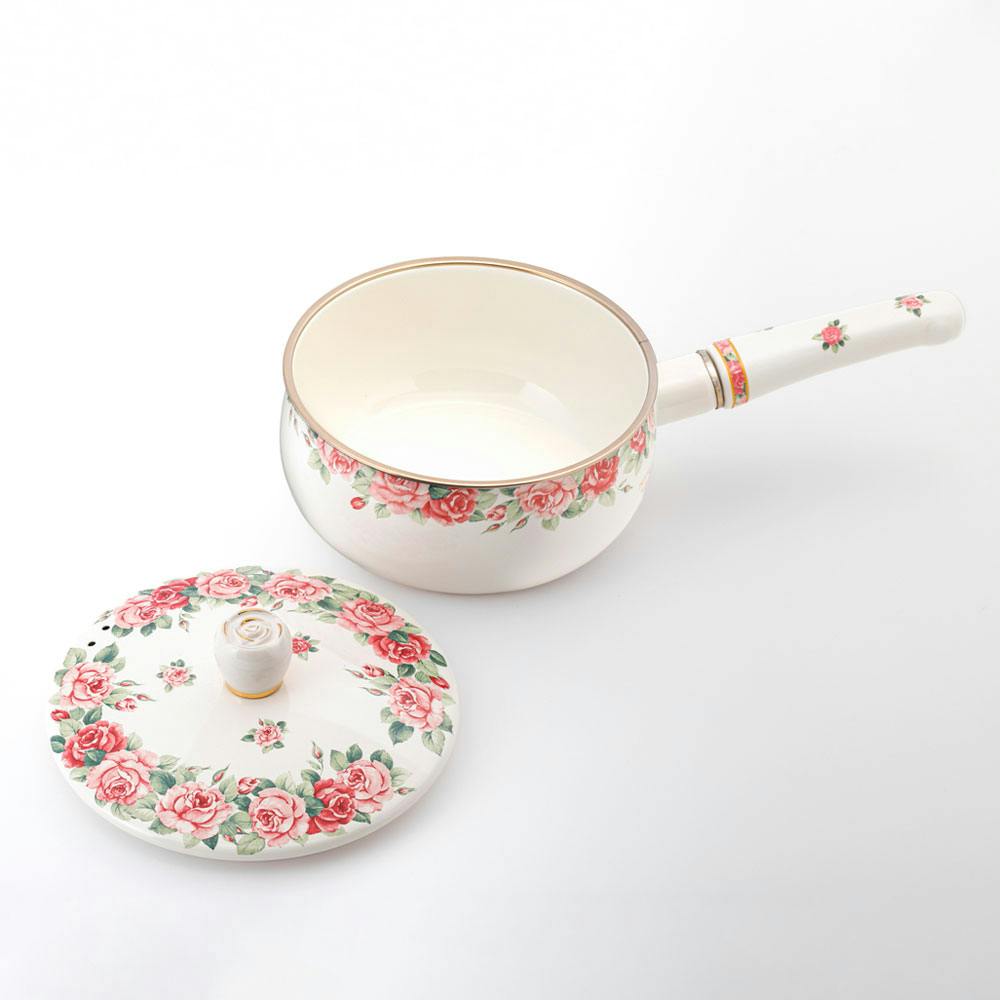 エジリー インペリアルローズ 琺瑯 片手鍋 18cm 薔薇 ガス火 IH