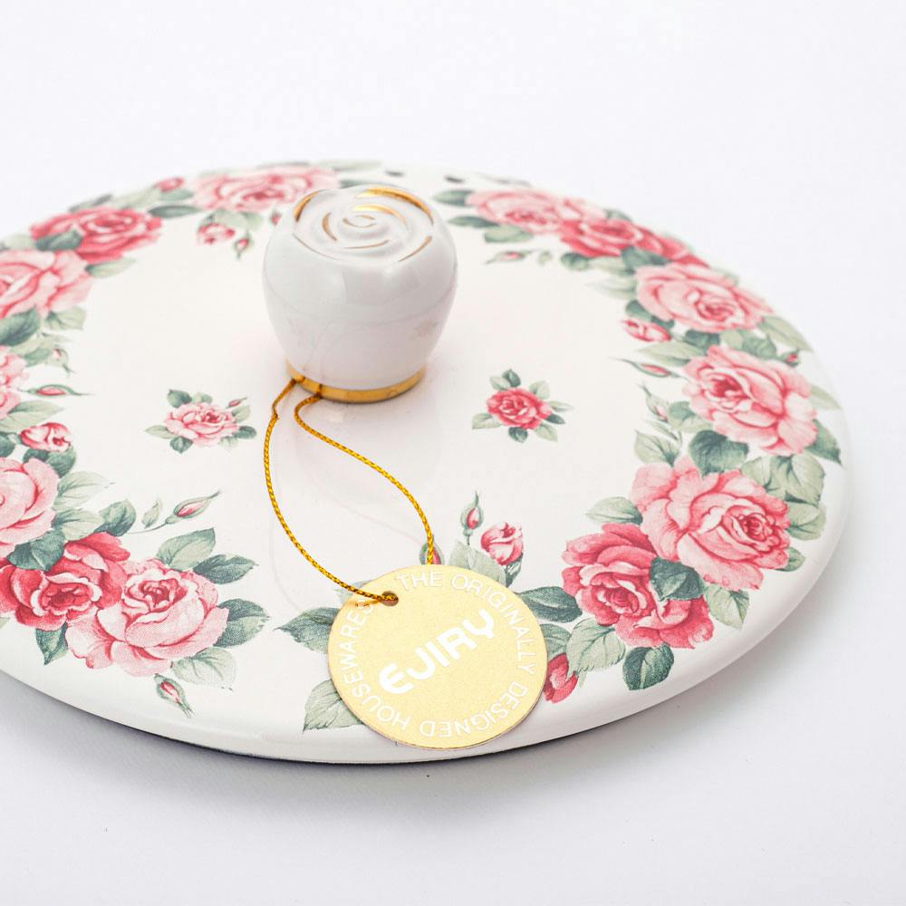 エジリー インペリアルローズ 琺瑯 両手鍋 浅型 24cm 薔薇 ガス火 IH