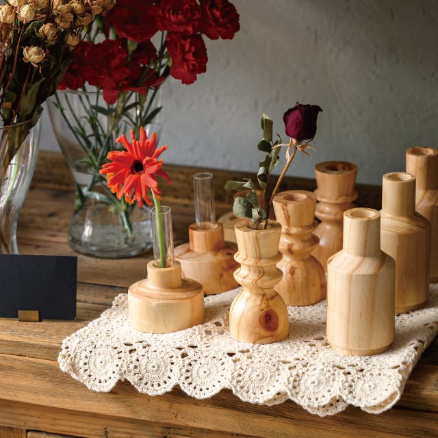 ヘッズ 雑貨－フラワーベース 直径76(35)×H120mm 2個 HEADS WOD-FB1