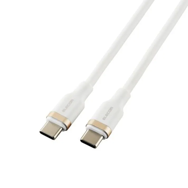 USB Type-C ケーブル ( C to C ) 1m PD 100W シリコン素材 ホワイト メーカー在庫品