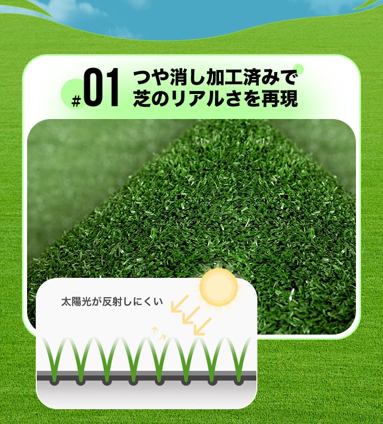 グッドライフウッド 人工芝ロール 1m×10m 芝丈7mm U字ピン22本付