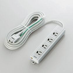 RoHs準拠OAタップ 3ピン 4個口 2ピンスイングプラグ マグネット付き 5m グ