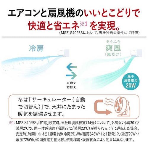 エアコン 本体のみ (霧ヶ峰) おもに8畳用 (冷房：7～10畳/暖房：6～8畳