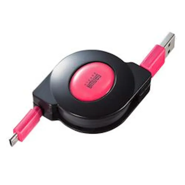2A対応巻取りマイクロUSBケーブル(充電専用) ブラック KU-M102APMCB メーカー在庫品
