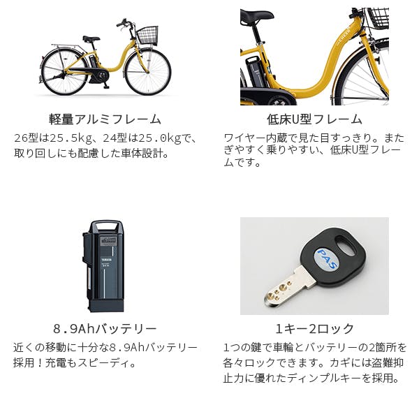 ★専用品★　YAMAHA　パス　24インチ　 ネイビー　 前後バスケット付き 楽天市場】【最大5000円クーポン配布】【前後バスケットカスタム