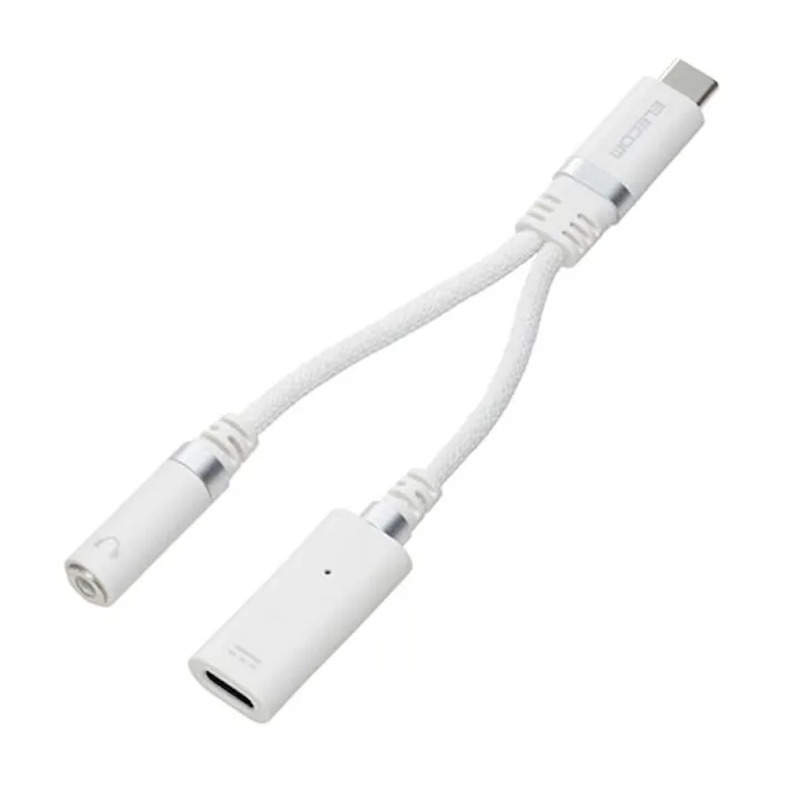 USB Type-C(TM) - φ3.5mm変換ケーブル(高耐久/27W) ホワイト