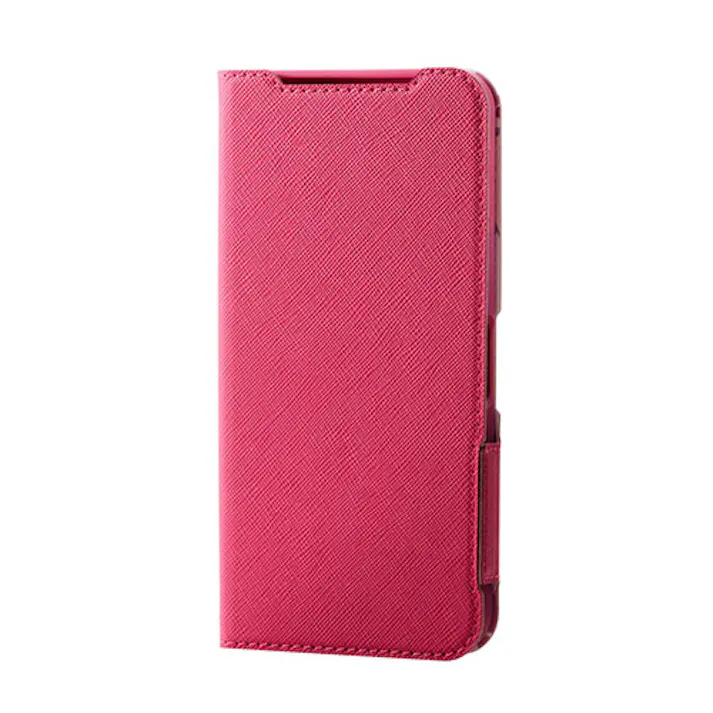 AQUOS sense9 ソフトレザーケース 薄型 磁石付 フラワーズ ディープピンク