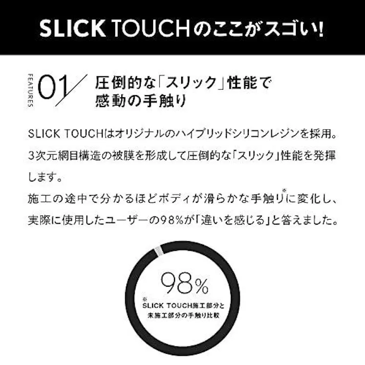ピカピカレイン SLICK TOUCH スリックタッチ トップコート 180ml コーティング剤 ガラス系 コーティング 滑水性 撥水性 スリック性 極艶 ツヤ 高耐久 厚膜