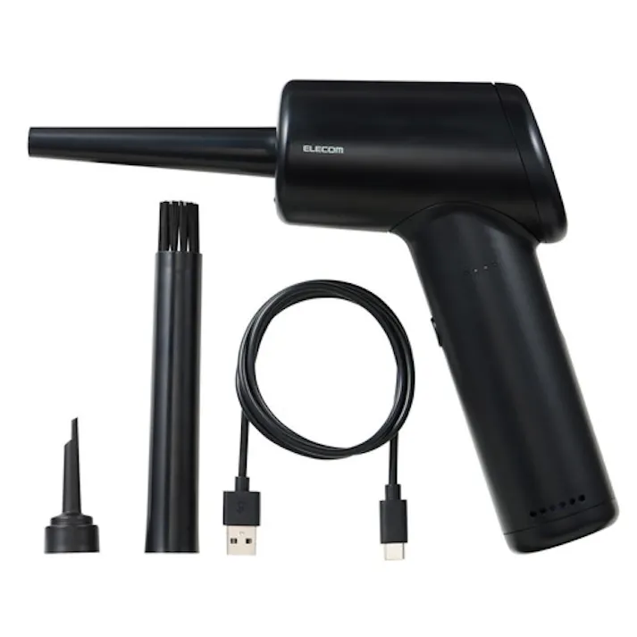 電動エアダスター 3種類のノズル付き ブラック