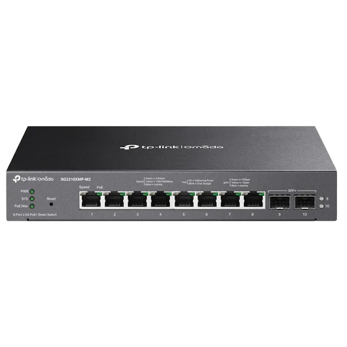 Omada 2.5GBASE-Tポートx8&10GE SFP+ポートx2 スマートスイッチ(PoE+ポート