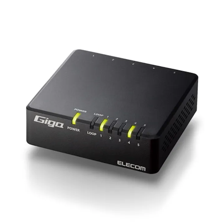 Giga対応スイッチングHub/5ポート/磁石付き/プラスチック筐体/電源外付モデ