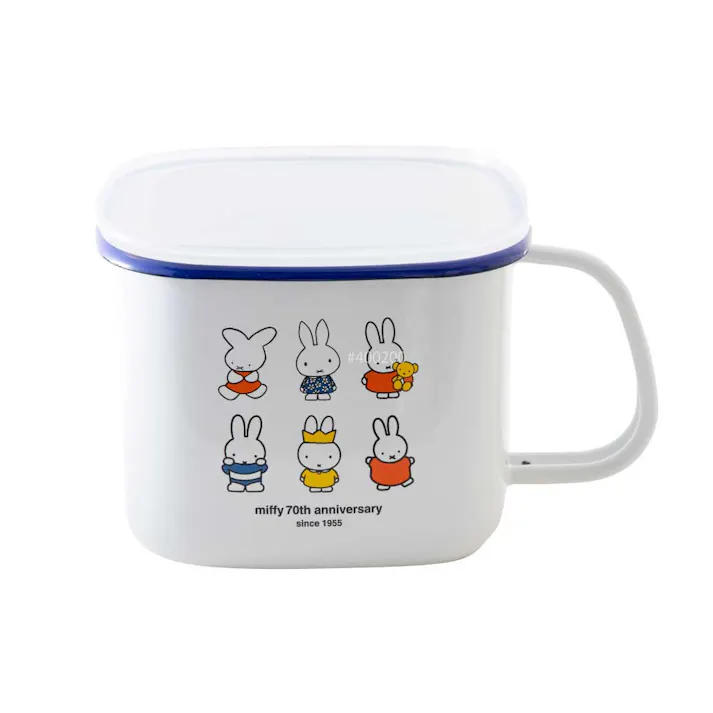 ミッフィー 味噌ポット ミッフィーフェイス 70周年 富士ホーロー【miffy グッズ シンプルフェイス 70th ストックポット 角型 ホーロー容器 みそ 保存容器 琺瑯容器 ほうろう ディックブルーナ】ミッフィー70周年
