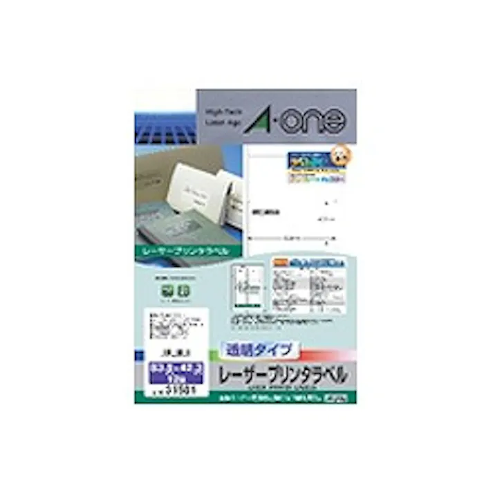 レーザープリンタラベル透明光沢フィルムタイプ12面 31581 目安在庫=△