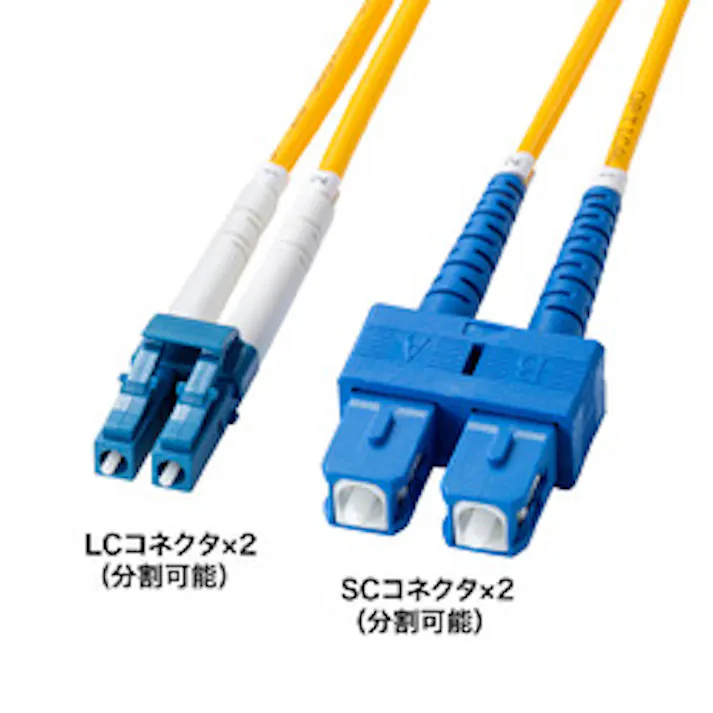 補強メガネ型光ファイバケーブル(シングルモード、LC×2-SC×2、1m) メーカー在庫品