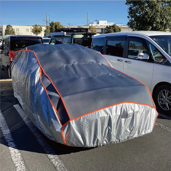 雹の被害が少しでも軽減できればとの思いで作ったカバー【セダン用:Lサイズ】自動車用ボディカバー