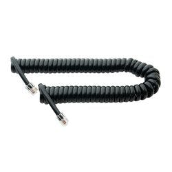 受話器用カールコード 0.3m クロス結線 黒