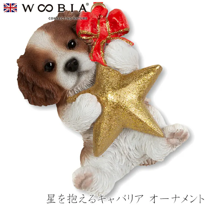 【Woobia(ウービア)】【星を抱えるキャバリア オーナメント】 (幅5.3cm×奥行4.5cm×高さ7.2cm)犬 いぬ イヌ ドッグ dog かわいい 置物 リアル 動物 おしゃれ インテリア ガーデニング イギリス 人形 オーナメント ペット #4582756131741