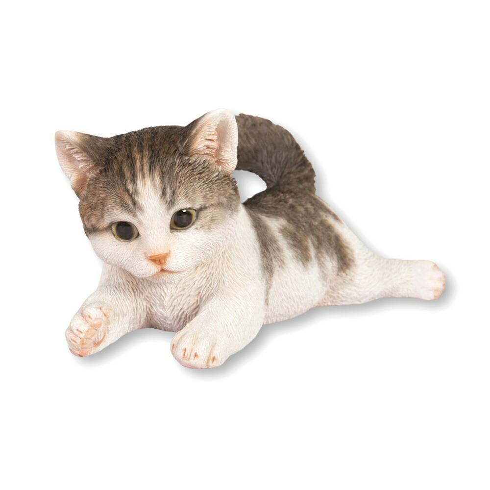 Woobia ウービア 【遊ぶサバトラ白子猫】 (幅23cm×奥行14cm×高さ