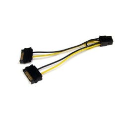 SATA電源ケーブル/15.2cm/1x 6ピンPCIe電源 - 2x 15ピンSATA 目安在庫=△ パソコン・周辺機器 SATA電源ケーブル/15.2cm/1x 6ピンPCIe電源 - 2x 15ピンSATA 目安在庫=△ パソコン・周辺機器