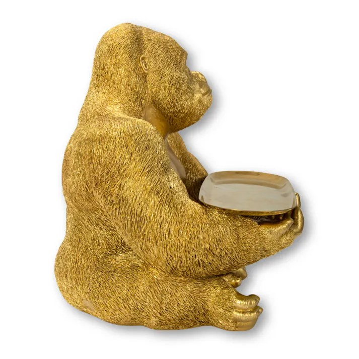 Woobia ウービア 【ゴールドゴリラの小物置き(マグネットで取り外し可能皿)】 (幅32cm×奥行28.3cm×高さ37cm)かわいい マグネット リアル おしゃれ インテリア ガーデニング イギリス 人形 オーナメント ペット #4582756140231/H20536-1-1