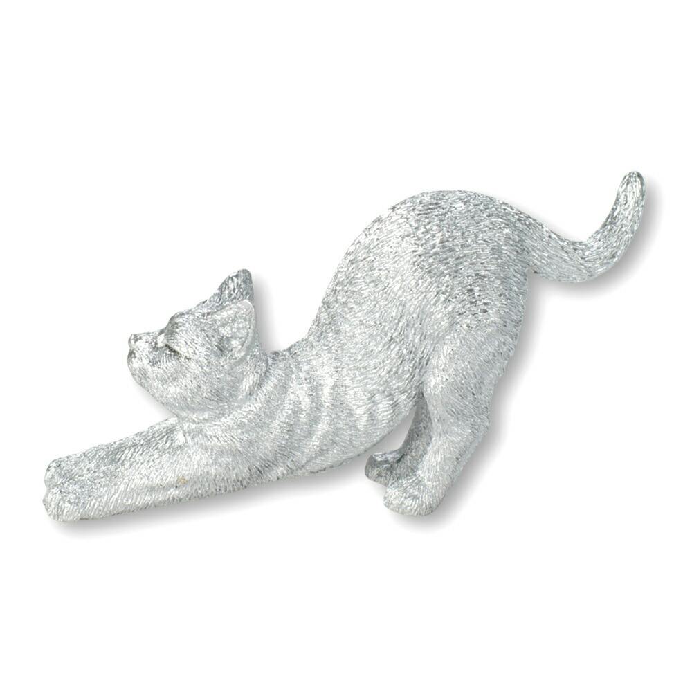 Woobia ウービア 【ストレッチ猫 シルバー】 (幅8.5cm×奥行2cm
