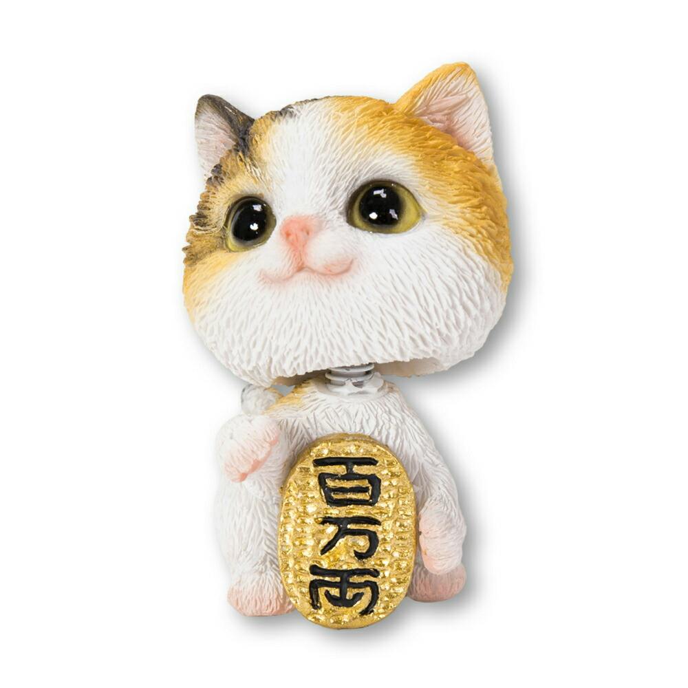 Woobia ウービア 【小判をかかえる首振り三毛猫】 (幅4cm×奥行