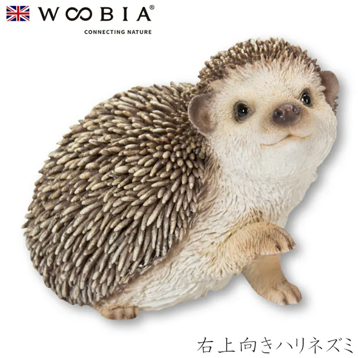 【Woobia(ウービア)】【右上向きハリネズミ】 (幅13cm×奥行11cm×高さ10.7cm)かわいい 置物 リアル 動物 おしゃれ インテリア ガーデニング イギリス 人形 オーナメント ペット #4582756138009/H19111-1