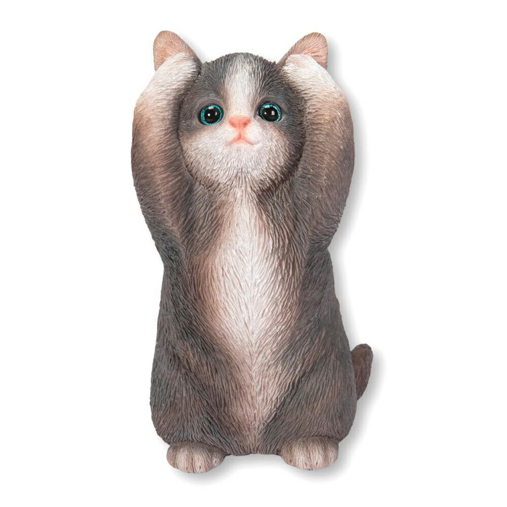 アーティスト　大きなハチワレ猫ちゃん Woobia ウービア 【聞かざるハチワレ猫】 (幅6cm×奥行6cm×高さ