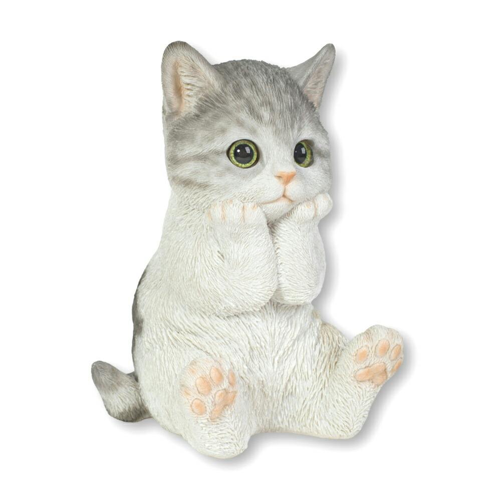 Woobia ウービア 【頬杖をつくサバトラ白猫】 (幅12cm×奥行11cm