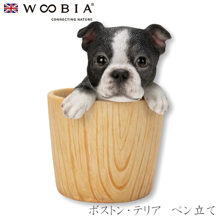 【Woobia(ウービア)】【ボストン・テリア ペン立て】 (幅10cm×奥行8cm×高さ12cm)犬 いぬ イヌ ドッグ dog かわいい 置物 リアル 動物 おしゃれ インテリア ガーデニング イギリス 人形 オーナメント ペット #4582756149050