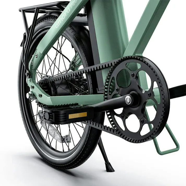 AINOHOT amoru P20 電動アシスト自転車【型式認定済】ベルトドライブ、低騒音モーター、軽量、折り畳み式 最大走行距離100KM、着脱式バッテリー、IPX5、色:オリーブグリーン
