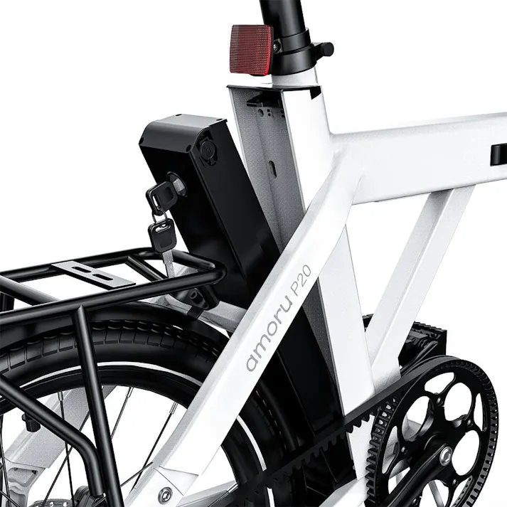 【セール10,000円OFF】AINOHOT amoru P20 電動アシスト自転車【型式認定済】ベルトドライブ、低騒音モーター、軽量、折り畳み式 最大走行距離100KM、着脱式バッテリー、IPX5、色:パールホワイト ※表示価格は値引き後の価格です