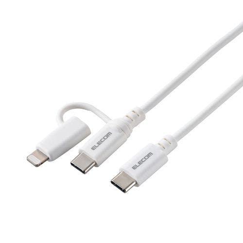 2in1 充電ケーブル (USB-C to USB-C ケーブル+Lightning 変換プラグ) 1.5m PD60W 急速充電 ホワイト メーカー在庫品 パソコン・周辺機器 2in1 充電ケーブル (USB-C to USB-C ケーブル+Lightning 変換プラグ) 1.5m PD60W 急速充電 ホワイト メーカー在庫品 パソコン・周辺機器
