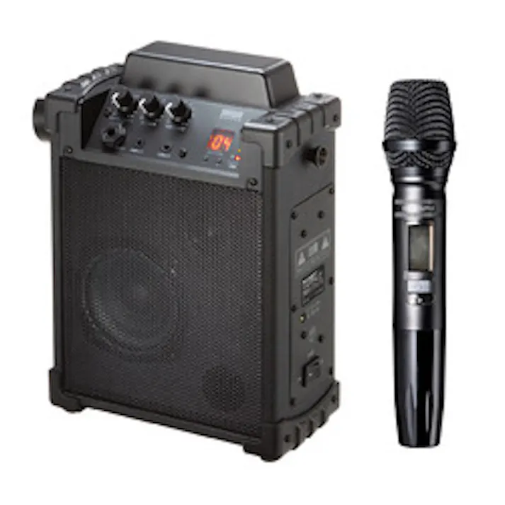 ワイヤレスマイク付き拡声器スピーカー(バッテリー内蔵・Wマイク1本)