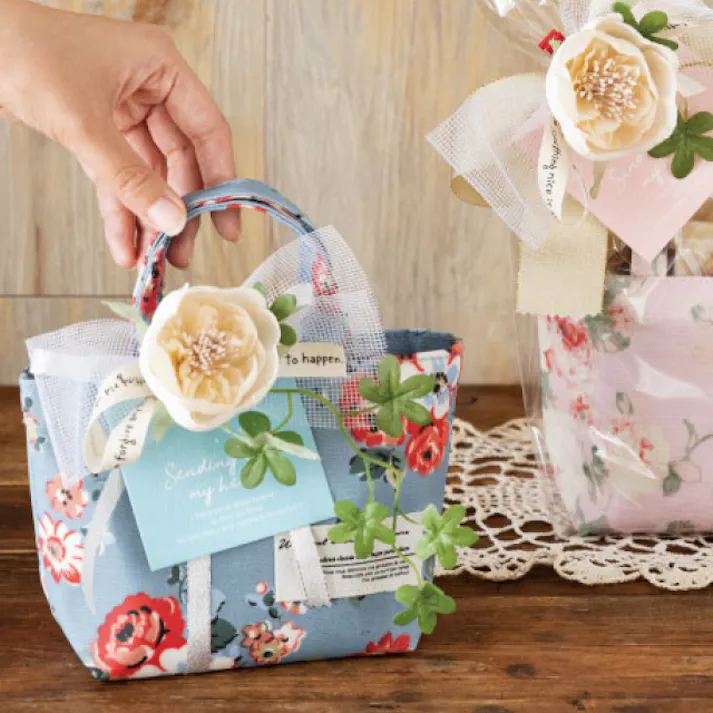 ヘッズ トレイ・カゴ-布 W200(130)×D70×H120mm ボンフルールトートバッグ-XS/ブルー(6枚) HEADS BOF-XSB2