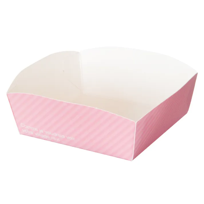 ヘッズ トレイ・カゴ-紙-食品対応 W75(65)×D75(65)×H30(25)mm カフェオレケーキトレイ/ピンク(100枚) HEADS CAP-CKT