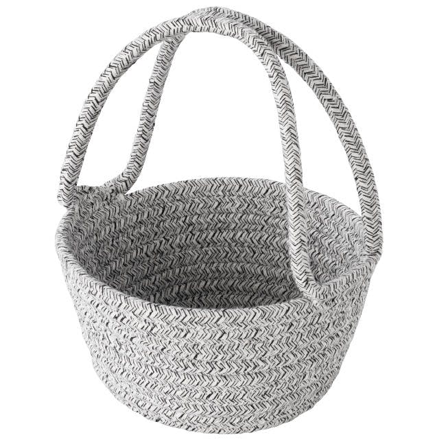 【ご確認用】✮518 布バスケット　リバティ　トレスコ　ブラック　ハンドメイド ヘッズ トレイ・カゴ－布 直径170(120)×H90mm コットンロープハンドル